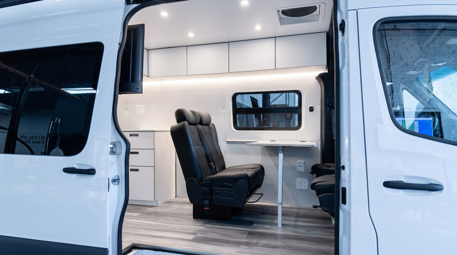 Interior of a clean mobile health clinic build